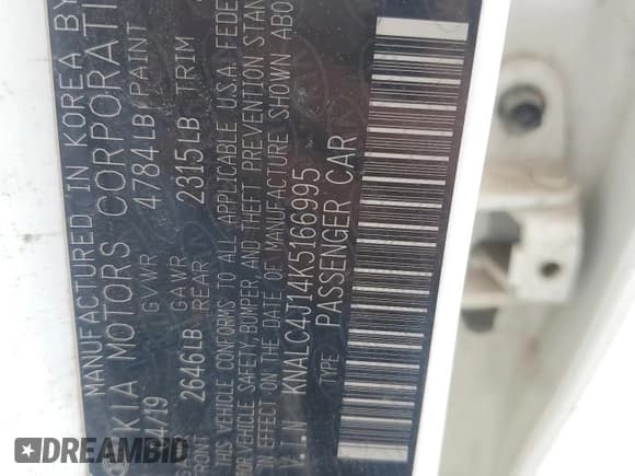 ✅ 2019 Kia Cadenza Technology • VIN: KNALC4J14K5166995 • Lot: 60591325. Wystawiony na Copart z przebiegiem 48 733 mil. Bezpłatny archiwum sprzedaży aukcyjnych z USA i szczegółowy raport historii pojazdu na DreamBid. Zdjęcie 13.