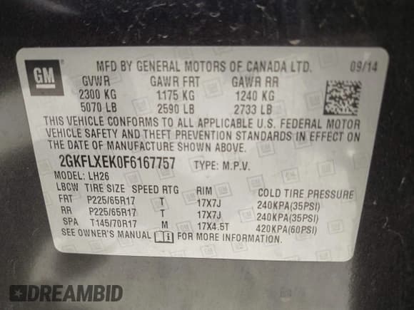 ✅ 2015 GMC Terrain SLT • VIN: 2GKFLXEK0F6167757 • Лот: 42261257. Опубликован ранее на IAAI с пробегом 63 751 миль. Бесплатный доступ к архиву аукционных продаж из США и подробный отчёт об истории автомобиля на DreamBid. Изображение 9.