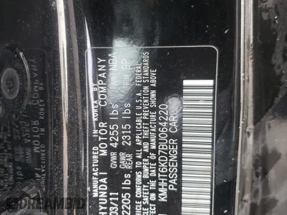 ✅ 2011 Hyundai Genesis Coupe • VIN: KMHHT6KD7BU064220 • Lot: 84549845. Listed on Copart with 171,904 mi. Free auction sales archive from the USA and detailed vehicle history report at DreamBid. Image 12.