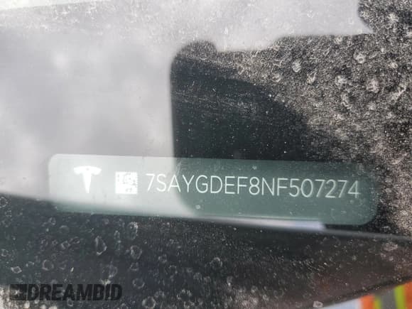 ✅ 2022 Tesla Model Y Performance • VIN: 7SAYGDEF8NF507274 • Lot: 84447245. Listed on Copart with Not provided. Free auction sales archive from the USA and detailed vehicle history report at DreamBid. Image 13.