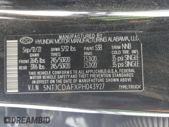 2023 Hyundai Santa Cruz Night Edition с VIN 5NTJCDAFXPH043927, выставлен на аукционе Copart как лот 43599175 с пробегом 57 323 миль миль и Списание • Salvage title. История ставок и продаж доступна на DreamBid. Изображение 12.