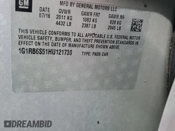 ✅ 2017 Chevrolet Volt Premier • VIN: 1G1RB6S51HU121730 • Lot: 74076414. Wystawiony na Copart z przebiegiem Nie podano. Bezpłatny archiwum sprzedaży aukcyjnych z USA i szczegółowy raport historii pojazdu na DreamBid. Zdjęcie 13.