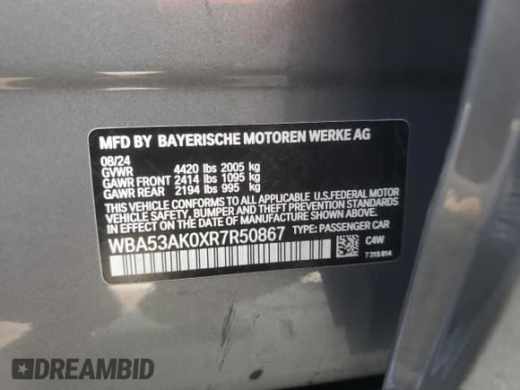 ✅ 2024 BMW 2 Series 228i • VIN: WBA53AK0XR7R50867 • Lot: 92092105. Wystawiony na Copart z przebiegiem 11 931 mil. Bezpłatny archiwum sprzedaży aukcyjnych z USA i szczegółowy raport historii pojazdu na DreamBid. Zdjęcie 12.