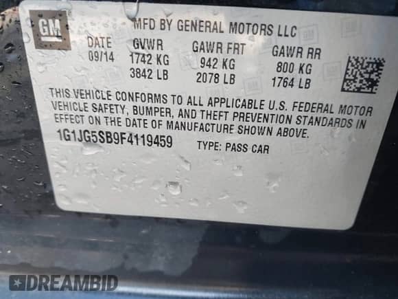 2015 Chevrolet Sonic RS z VIN 1G1JG5SB9F4119459, wystawiony jako IAAI lot #42144104 z przebiegiem 84 013 mil mil oraz . Historia ofert i sprzedaży dostępna na DreamBid. Obrazek 9.