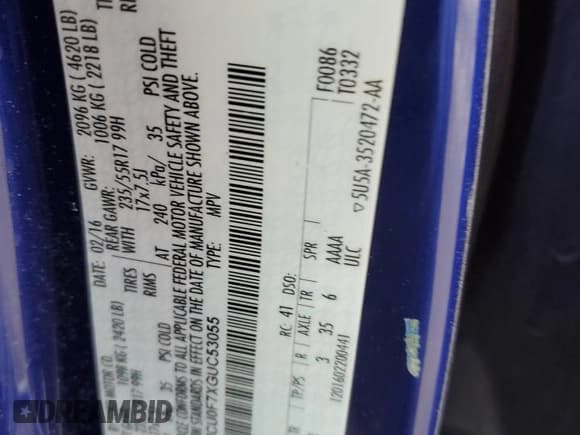 ✅ 2016 Ford Escape S • VIN: 1FMCU0F7XGUC53055 • Лот: 45344845. Опубликован ранее на Copart с пробегом 96 053 миль. Бесплатный доступ к архиву аукционных продаж из США и подробный отчёт об истории автомобиля на DreamBid. Изображение 13.