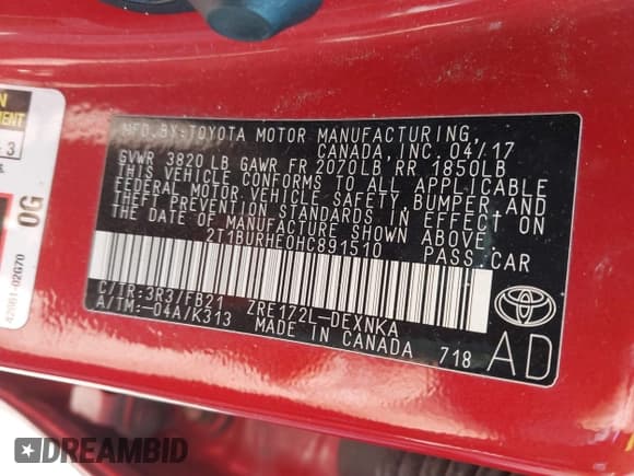 ✅ 2017 Toyota Corolla LE • VIN: 2T1BURHE0HC891510 • Лот: 43146408. Опубликован ранее на IAAI с пробегом 159 557 миль. Бесплатный доступ к архиву аукционных продаж из США и подробный отчёт об истории автомобиля на DreamBid. Изображение 9.