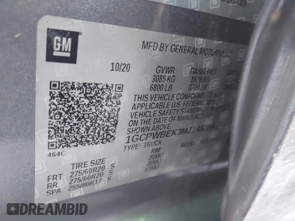 ✅ 2021 Chevrolet Silverado 1500 Custom • VIN: 1GCPWBEK3MZ148339 • Lot: 43437726. Wystawiony na IAAI z przebiegiem 84 228 mil. Bezpłatny archiwum sprzedaży aukcyjnych z USA i szczegółowy raport historii pojazdu na DreamBid. Zdjęcie 9.
