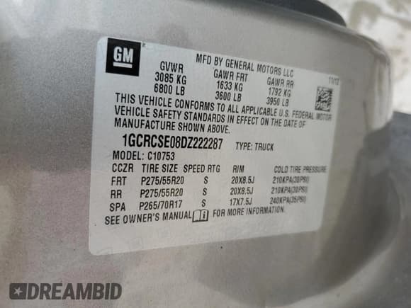 ✅ 2013 Chevrolet Silverado 1500 LT • VIN: 1GCRCSE08DZ222287 • Lot: 70887104. Listed on Copart with 215,773 mi. Free auction sales archive from the USA and detailed vehicle history report at DreamBid. Image 12.