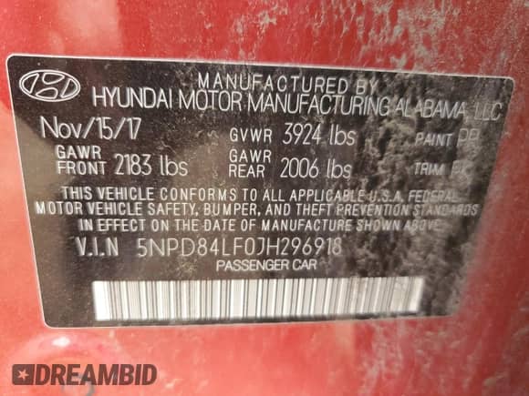 2018 Hyundai Elantra SEL with VIN 5NPD84LF0JH296918, listed as a Copart auction lot 81271295 with 67,146 mi miles and Salvage title. Bid and sale history available at DreamBid. Image 12.