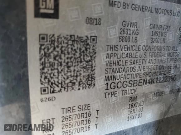 ✅ 2019 Chevrolet Colorado 2WD Work Truck • VIN: 1GCGSBEN4K1122396 • Лот: 86922424. Опубликован ранее на Copart с пробегом 91 698 миль. Бесплатный доступ к архиву аукционных продаж из США и подробный отчёт об истории автомобиля на DreamBid. Изображение 12.