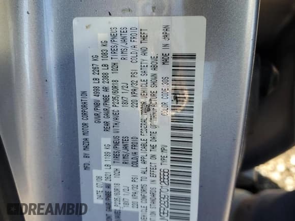 ✅ 2007 Mazda CX-7 Touring • VIN: JM3ER293970126556 • Lot: 87402975. Wystawiony na Copart z przebiegiem Nie podano. Bezpłatny archiwum sprzedaży aukcyjnych z USA i szczegółowy raport historii pojazdu na DreamBid. Zdjęcie 12.