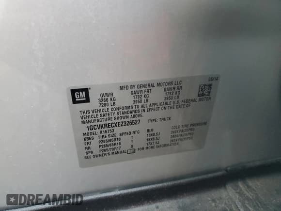 ✅ 2014 Chevrolet Silverado 1500 LT • VIN: 1GCVKRECXEZ326527 • Лот: 92427405. Опубликован ранее на Copart с пробегом 108 726 миль. Бесплатный доступ к архиву аукционных продаж из США и подробный отчёт об истории автомобиля на DreamBid. Изображение 12.