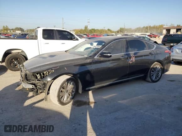 2015 Hyundai Genesis 3.8L z VIN KMHGN4JE7FU052773, wystawiony jako Copart lot #75407804 z przebiegiem 120 241 mil mil oraz Szkoda całkowita • Salvage title. Historia ofert i sprzedaży dostępna na DreamBid. Obrazek 1.