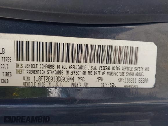 ✅ 2008 Jeep Patriot Sport • VIN: 1J8FT28018D601044 • Lot: 42280611. Listed on IAAI with 168,725 mi. Free auction sales archive from the USA and detailed vehicle history report at DreamBid. Image 9.