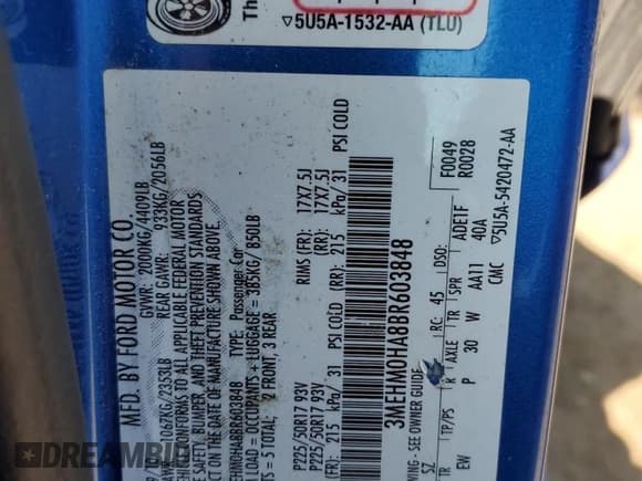 ✅ 2011 Mercury Milan • VIN: 3MEHM0HA8BR603848 • Лот: 59002355. Опубликован ранее на Copart с пробегом 196 660 миль. Бесплатный доступ к архиву аукционных продаж из США и подробный отчёт об истории автомобиля на DreamBid. Изображение 12.