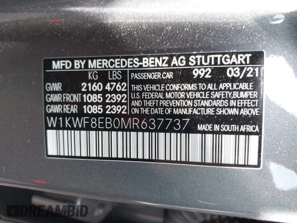 ✅ 2021 Mercedes-Benz C 300 • VIN: W1KWF8EB0MR637737 • Lot: 42613010. Wystawiony na IAAI z przebiegiem 71 368 mil. Bezpłatny archiwum sprzedaży aukcyjnych z USA i szczegółowy raport historii pojazdu na DreamBid. Zdjęcie 9.