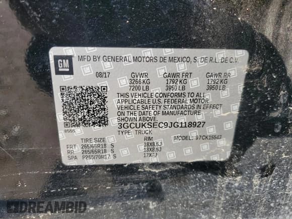 ✅ 2018 Chevrolet Silverado 1500 LTZ • VIN: 3GCUKSEC9JG118927 • Lot: 86516155. Wystawiony na Copart z przebiegiem 190 948 mil. Bezpłatny archiwum sprzedaży aukcyjnych z USA i szczegółowy raport historii pojazdu na DreamBid. Zdjęcie 12.