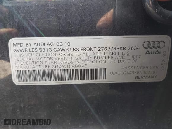 ✅ 2011 Audi A6 Prestige • VIN: WAUKGAFBXBN003297 • Лот: 42516961. Опубликован ранее на IAAI с пробегом 168 000 миль. Бесплатный доступ к архиву аукционных продаж из США и подробный отчёт об истории автомобиля на DreamBid. Изображение 9.