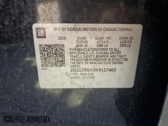 ✅ 2019 Chevrolet Impala LT • VIN: 2G11Z5SA2K9117402 • Лот: 74189094. Опубликован ранее на Copart с пробегом Не указан. Бесплатный доступ к архиву аукционных продаж из США и подробный отчёт об истории автомобиля на DreamBid. Изображение 12.