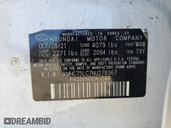 ✅ 2022 Hyundai Ioniq SE • VIN: KMHC75LC7NU278367 • Lot: 87258864. Wystawiony na Copart z przebiegiem 109 303 mil. Bezpłatny archiwum sprzedaży aukcyjnych z USA i szczegółowy raport historii pojazdu na DreamBid. Zdjęcie 13.