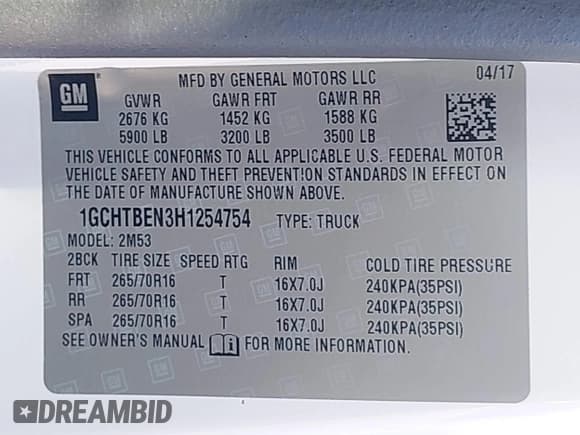 ✅ 2017 Chevrolet Colorado 4WD WT • VIN: 1GCHTBEN3H1254754 • Lot: 42718083. Wystawiony na IAAI z przebiegiem 30 027 mil. Bezpłatny archiwum sprzedaży aukcyjnych z USA i szczegółowy raport historii pojazdu na DreamBid. Zdjęcie 9.