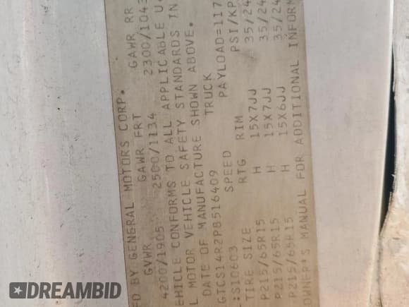 ✅ 1993 GMC Sonoma • VIN: 1GTCS14R2P8516409 • Lot: 42676805. Wystawiony na Copart z przebiegiem 225 122 mil. Bezpłatny archiwum sprzedaży aukcyjnych z USA i szczegółowy raport historii pojazdu na DreamBid. Zdjęcie 12.