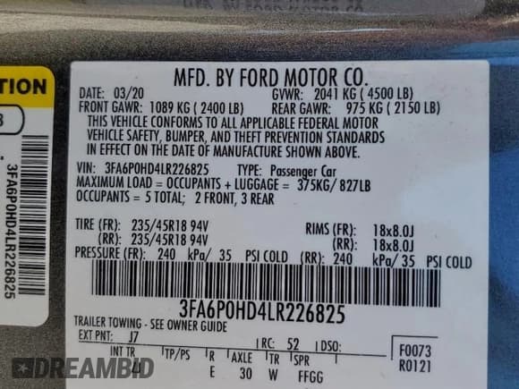 ✅ 2020 Ford Fusion SE • VIN: 3FA6P0HD4LR226825 • Lot: 91002135. Listed on Copart with 183,949 mi. Free auction sales archive from the USA and detailed vehicle history report at DreamBid. Image 12.