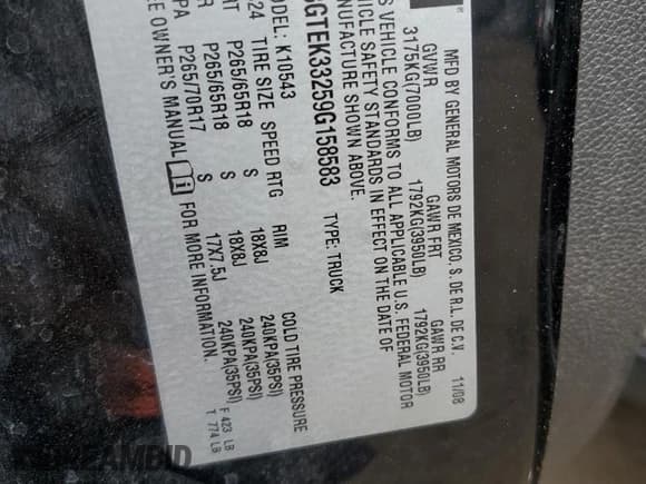 ✅ 2009 GMC Sierra 1500 • VIN: 3GTEK33259G158583 • Lot: 71772764. Wystawiony na Copart z przebiegiem 187 212 mil. Bezpłatny archiwum sprzedaży aukcyjnych z USA i szczegółowy raport historii pojazdu na DreamBid. Zdjęcie 13.