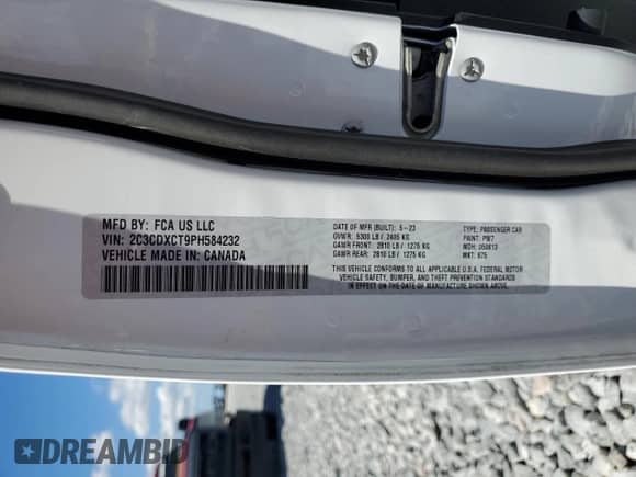 2023 Dodge Charger R/T с VIN 2C3CDXCT9PH584232, выставлен на аукционе Copart как лот 86523635 с пробегом 39 613 миль миль и Списание • Salvage title. История ставок и продаж доступна на DreamBid. Изображение 12.