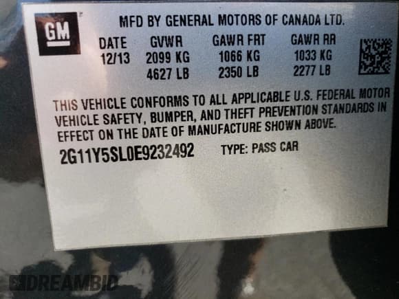 ✅ 2014 Chevrolet Impala LS • VIN: 2G11Y5SL0E9232492 • Лот: 76398674. Опубликован ранее на Copart с пробегом 168 975 миль. Бесплатный доступ к архиву аукционных продаж из США и подробный отчёт об истории автомобиля на DreamBid. Изображение 12.