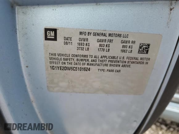 ✅ 2012 Chevrolet Corvette 1LT • VIN: 1G1YE2DW6C5101624 • Lot: 56997545. Listed on Copart with 62,550 mi. Free auction sales archive from the USA and detailed vehicle history report at DreamBid. Image 12.