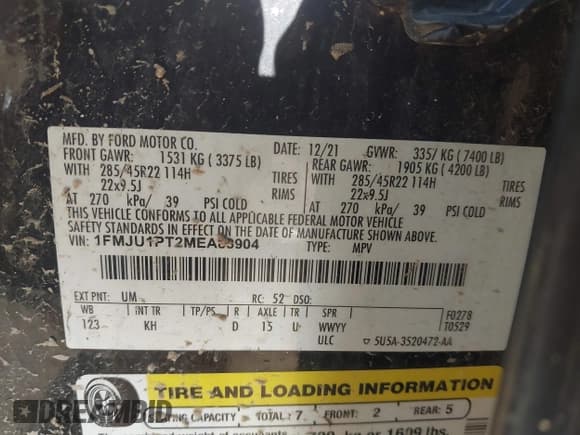 ✅ 2021 Ford Expedition King Ranch • VIN: 1FMJU1PT2MEA83904 • Lot: 42702972. Wystawiony na IAAI z przebiegiem 96 324 mil. Bezpłatny archiwum sprzedaży aukcyjnych z USA i szczegółowy raport historii pojazdu na DreamBid. Zdjęcie 9.