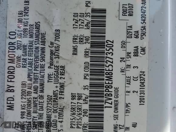 2014 Ford Mustang V6 с VIN 1ZVBP8EM8E5273502, выставлен на аукционе Copart как лот 71125485 с пробегом Не указан миль и Списание • Salvage title. История ставок и продаж доступна на DreamBid. Изображение 12.