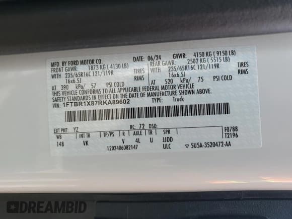 ✅ 2024 Ford Transit Cargo • VIN: 1FTBR1X87RKA89602 • Lot: 64959215. Listed on Copart with 29,567 mi. Free auction sales archive from the USA and detailed vehicle history report at DreamBid. Image 13.