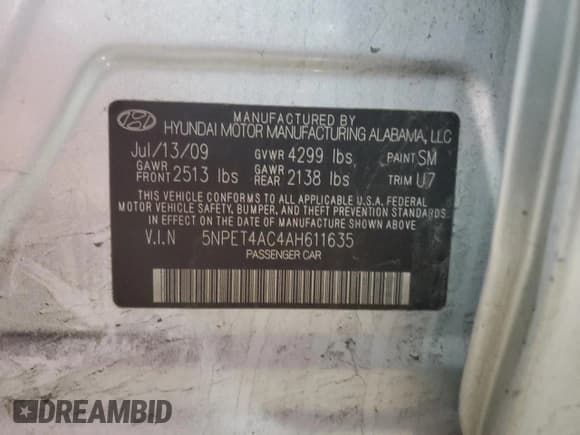 ✅ 2010 Hyundai Sonata GLS • VIN: 5NPET4AC4AH611635 • Лот: 41401395. Опубликован ранее на Copart с пробегом 65 969 миль. Бесплатный доступ к архиву аукционных продаж из США и подробный отчёт об истории автомобиля на DreamBid. Изображение 12.