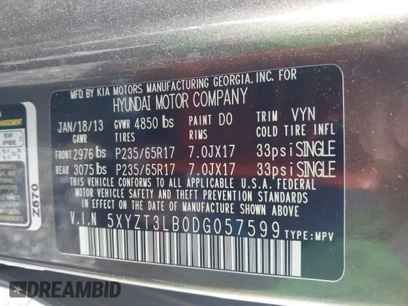 ✅ 2013 Hyundai Santa Fe Sport • VIN: 5XYZT3LB0DG057599 • Лот: 43686212. Опубликован ранее на IAAI с пробегом 118 975 миль. Бесплатный доступ к архиву аукционных продаж из США и подробный отчёт об истории автомобиля на DreamBid. Изображение 9.