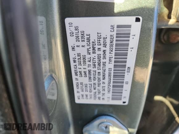 ✅ 2010 Honda Accord EX-L • VIN: 1HGCP2F84AA089103 • Лот: 89625975. Опубликован ранее на Copart с пробегом 285 581 миль. Бесплатный доступ к архиву аукционных продаж из США и подробный отчёт об истории автомобиля на DreamBid. Изображение 12.