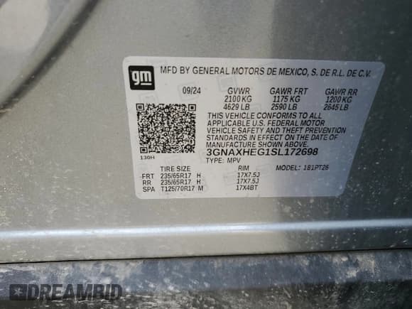 ✅ 2025 Chevrolet Equinox FWD LT • VIN: 3GNAXHEG1SL172698 • Lot: 53405765. Wystawiony na Copart z przebiegiem 18 212 mil. Bezpłatny archiwum sprzedaży aukcyjnych z USA i szczegółowy raport historii pojazdu na DreamBid. Zdjęcie 13.