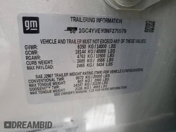 2022 Chevrolet Silverado 3500HD High Country с VIN 1GC4YVEY0NF270579, выставлен на аукционе Copart как лот 80861624 с пробегом Не указан миль и Списание • Salvage title. История ставок и продаж доступна на DreamBid. Изображение 12.