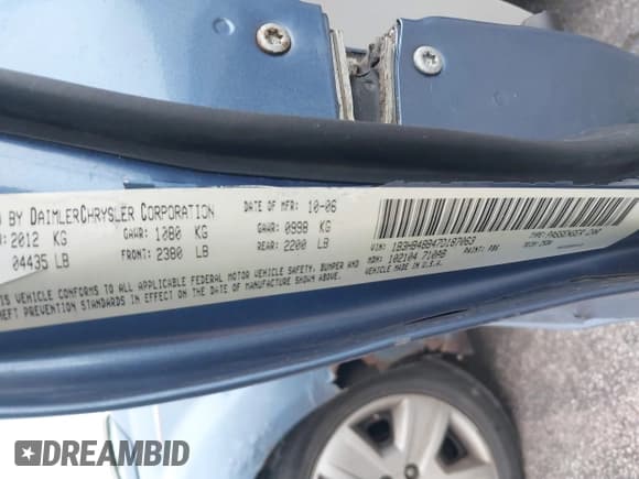 ✅ 2007 Dodge Caliber SXT • VIN: 1B3HB48B47D187063 • Lot: 43754083. Listed on IAAI with 198,763 mi. Free auction sales archive from the USA and detailed vehicle history report at DreamBid. Image 9.