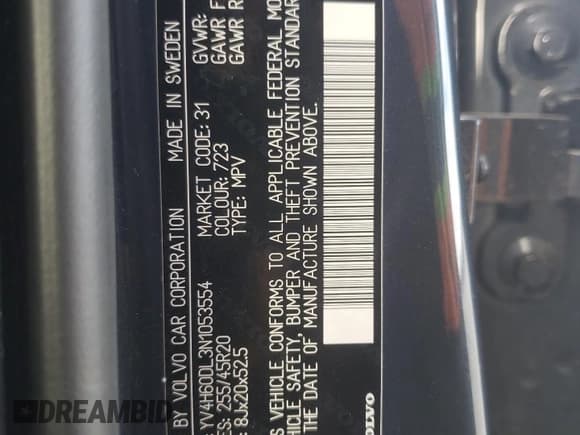 ✅ 2022 Volvo XC60 Inscription • VIN: YV4H60DL3N1053554 • Lot: 78640414. Wystawiony na Copart z przebiegiem 34 509 mil. Bezpłatny archiwum sprzedaży aukcyjnych z USA i szczegółowy raport historii pojazdu na DreamBid. Zdjęcie 14.