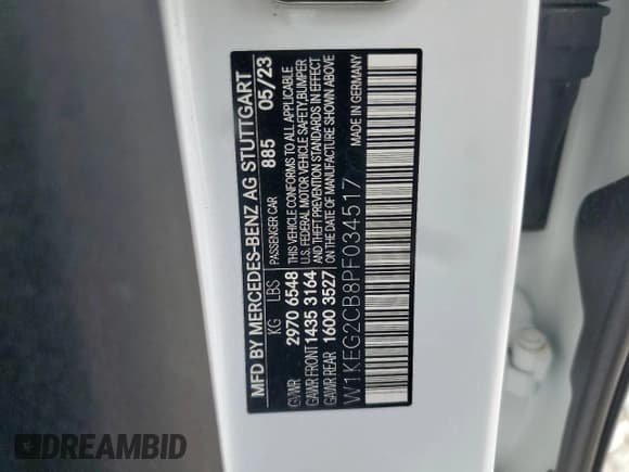 ✅ 2023 Mercedes-Benz EQE 500 • VIN: W1KEG2CB8PF034517 • Lot: 71071705. Listed on Copart with Not provided. Free auction sales archive from the USA and detailed vehicle history report at DreamBid. Image 13.