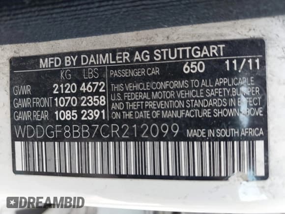 ✅ 2012 Mercedes-Benz C 300 Sport • VIN: WDDGF8BB7CR212099 • Lot: 42411121. Wystawiony na IAAI z przebiegiem 202 811 mil. Bezpłatny archiwum sprzedaży aukcyjnych z USA i szczegółowy raport historii pojazdu na DreamBid. Zdjęcie 9.