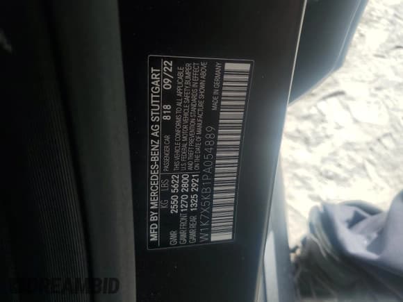 ✅ 2023 Mercedes-Benz AMG GT 43 • VIN: W1K7X5KB1PA054889 • Lot: 53025585. Listed on Copart with 25,758 mi. Free auction sales archive from the USA and detailed vehicle history report at DreamBid. Image 12.