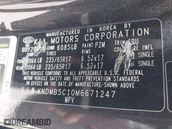 ✅ 2021 Kia Sedona LX • VIN: KNDMB5C10M6671247 • Lot: 42899934. Listed on IAAI with 61,883 mi. Free auction sales archive from the USA and detailed vehicle history report at DreamBid. Image 9.