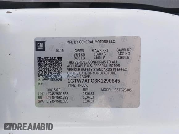 ✅ 2019 GMC Savana Cargo • VIN: 1GTW7AFG3K1290845 • Lot: 41761301. Listed on IAAI with 175,969 mi. Free auction sales archive from the USA and detailed vehicle history report at DreamBid. Image 9.