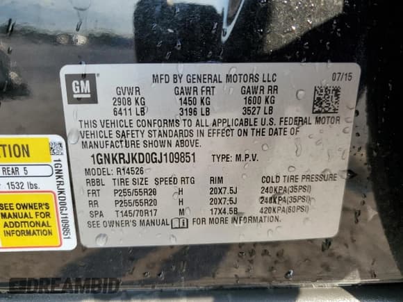 ✅ 2016 Chevrolet Traverse LTZ • VIN: 1GNKRJKD0GJ109851 • Лот: 44320925. Опубликован ранее на Copart с пробегом Не указан. Бесплатный доступ к архиву аукционных продаж из США и подробный отчёт об истории автомобиля на DreamBid. Изображение 13.