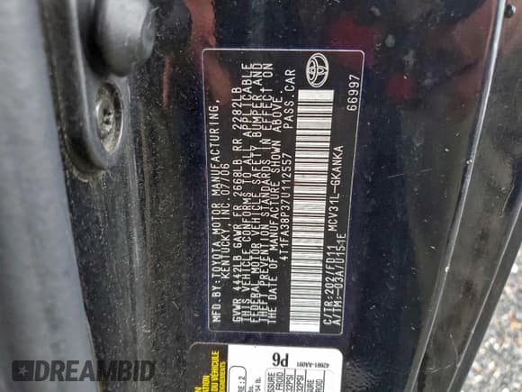 ✅ 2007 Toyota Solara SLE • VIN: 4T1FA38P37U112557 • Lot: 95288185. Wystawiony na Copart z przebiegiem 184 912 mil. Bezpłatny archiwum sprzedaży aukcyjnych z USA i szczegółowy raport historii pojazdu na DreamBid. Zdjęcie 12.