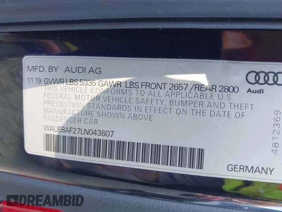 ✅ 2020 Audi A6 Premium Plus • VIN: WAUE8AF27LN043607 • Lot: 43493804. Wystawiony na IAAI z przebiegiem 71 761 mil. Bezpłatny archiwum sprzedaży aukcyjnych z USA i szczegółowy raport historii pojazdu na DreamBid. Zdjęcie 9.