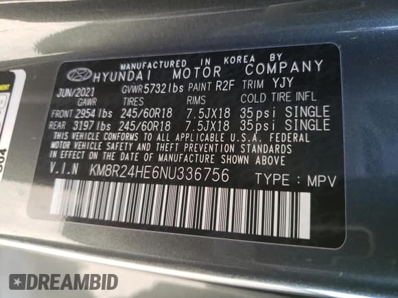 ✅ 2022 Hyundai Palisade SEL • VIN: KM8R24HE6NU336756 • Лот: 89058235. Опубликован ранее на Copart с пробегом 18 711 миль. Бесплатный доступ к архиву аукционных продаж из США и подробный отчёт об истории автомобиля на DreamBid. Изображение 13.